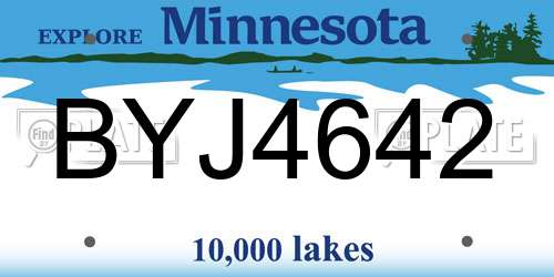 BYJ4642 Minnesota License Plate