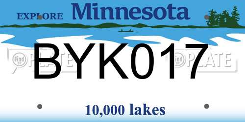 BYK017 Minnesota License Plate