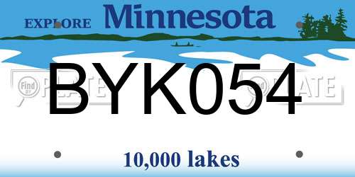 BYK054 Minnesota License Plate