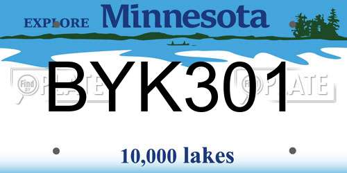 BYK301 Minnesota License Plate