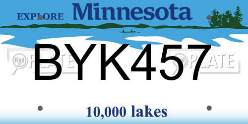 BYK457 Minnesota License Plate