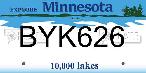 BYK626 Minnesota License Plate