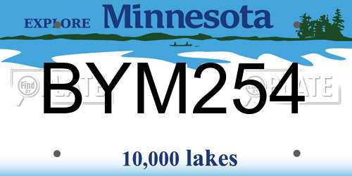 BYM254 Minnesota License Plate