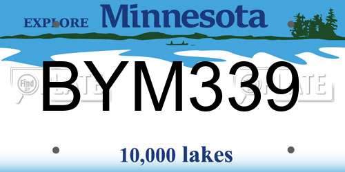 BYM339 Minnesota License Plate