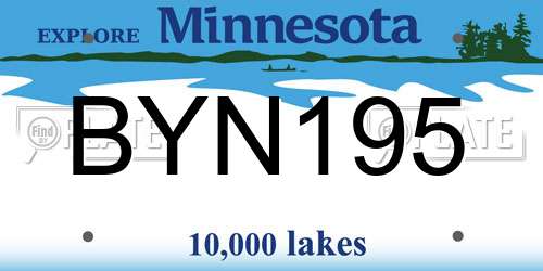 BYN195 Minnesota License Plate