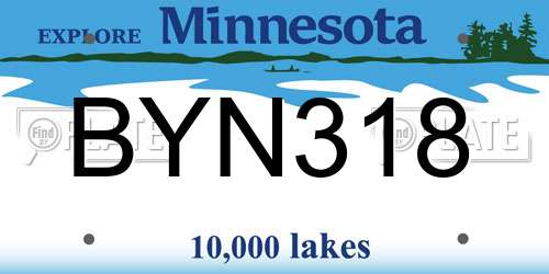 BYN318 Minnesota License Plate