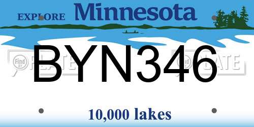 BYN346 Minnesota License Plate