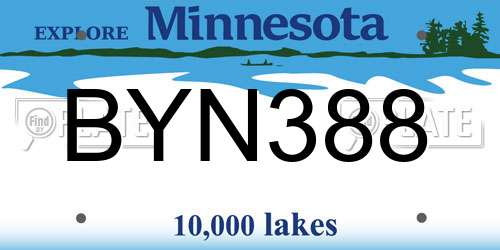 BYN388 Minnesota License Plate