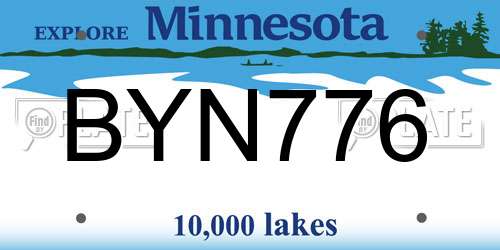 BYN776 Minnesota License Plate
