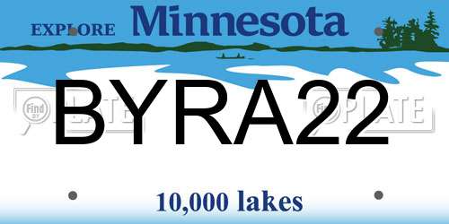 BYRA22 Minnesota License Plate