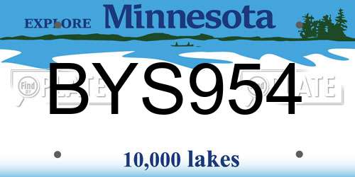 BYS954 Minnesota License Plate
