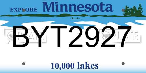 BYT2927 Minnesota License Plate