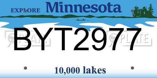 BYT2977 Minnesota License Plate