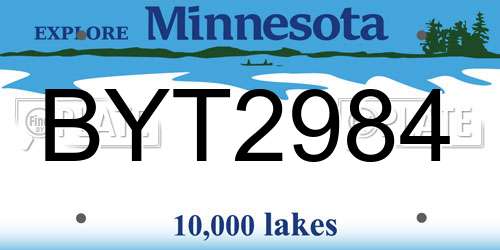 BYT2984 Minnesota License Plate
