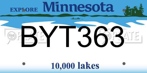 BYT363 Minnesota License Plate