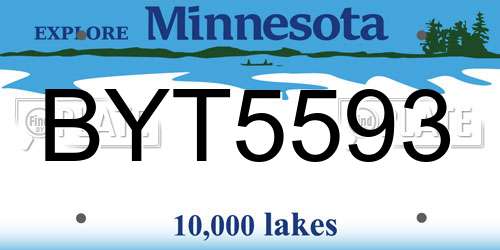 BYT5593 Minnesota License Plate