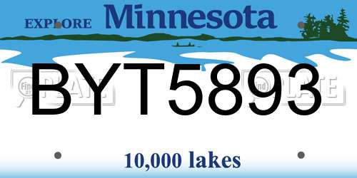 BYT5893 Minnesota License Plate