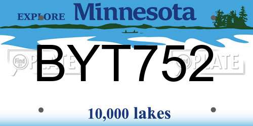 BYT752 Minnesota License Plate