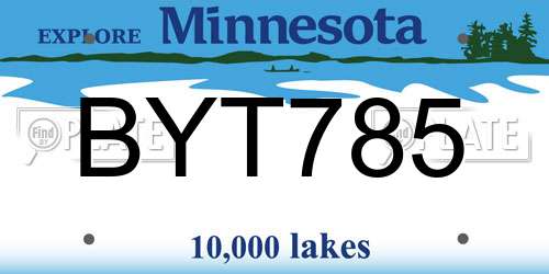 BYT785 Minnesota License Plate