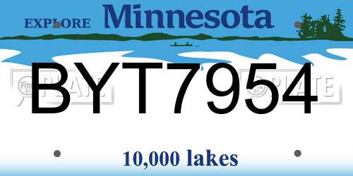 BYT7954 Minnesota License Plate