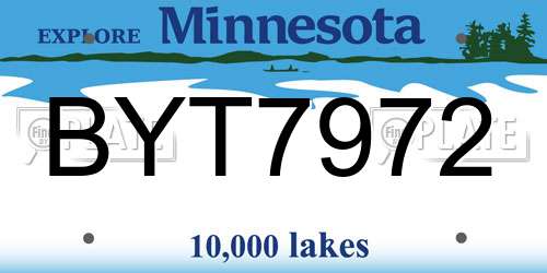 BYT7972 Minnesota License Plate