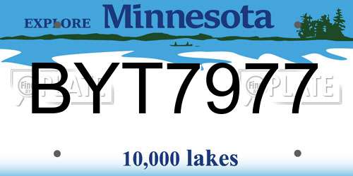 BYT7977 Minnesota License Plate