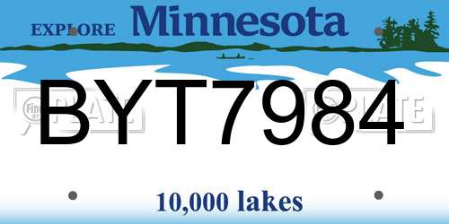 BYT7984 Minnesota License Plate