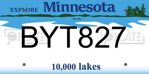 BYT827 Minnesota License Plate