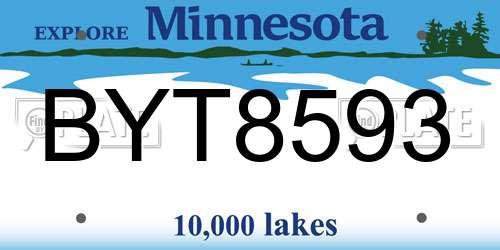 BYT8593 Minnesota License Plate
