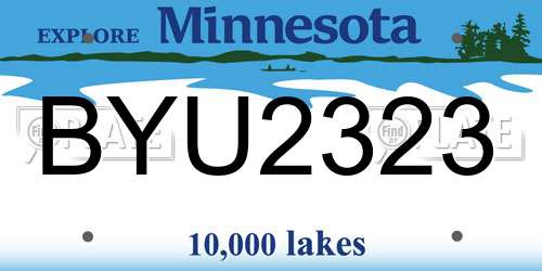 BYU2323 Minnesota License Plate