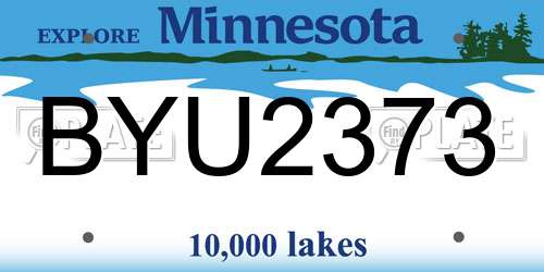 BYU2373 Minnesota License Plate