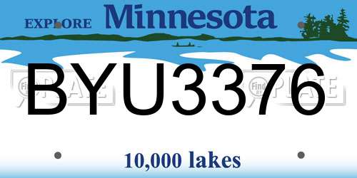 BYU3376 Minnesota License Plate