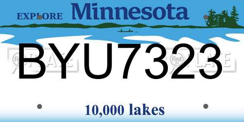 BYU7323 Minnesota License Plate