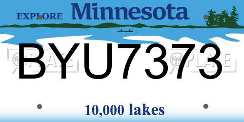 BYU7373 Minnesota License Plate