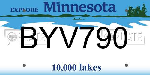 BYV790 Minnesota License Plate