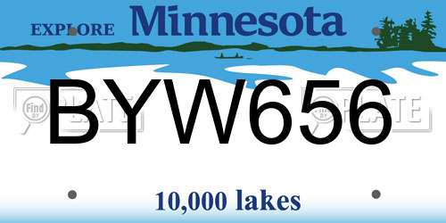 BYW656 Minnesota License Plate