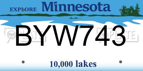 BYW743 Minnesota License Plate