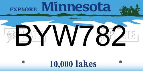 BYW782 Minnesota License Plate