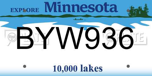 BYW936 Minnesota License Plate