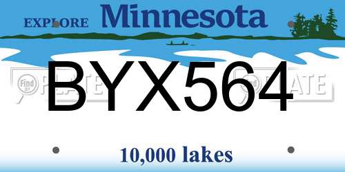 BYX564 Minnesota License Plate