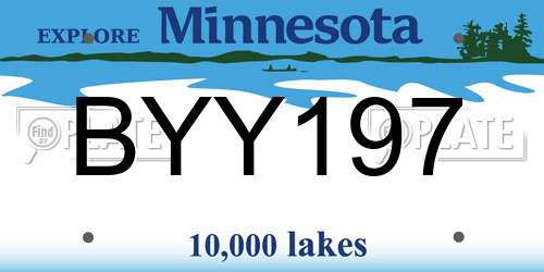 BYY197 Minnesota License Plate
