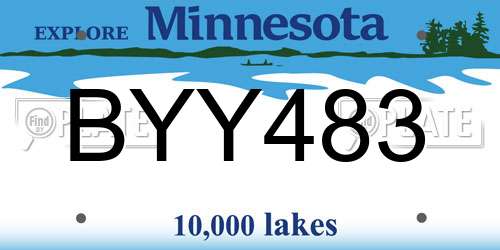 BYY483 Minnesota License Plate