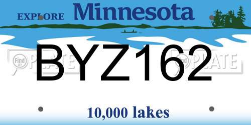BYZ162 Minnesota License Plate