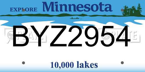 BYZ2954 Minnesota License Plate