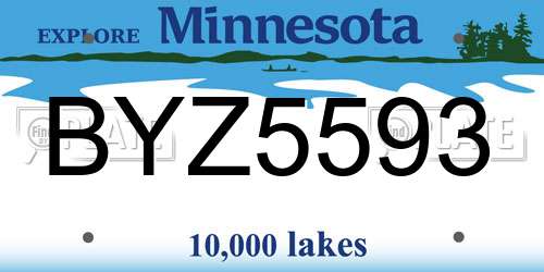 BYZ5593 Minnesota License Plate