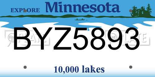 BYZ5893 Minnesota License Plate