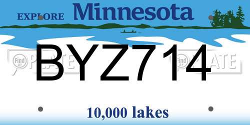 BYZ714 Minnesota License Plate