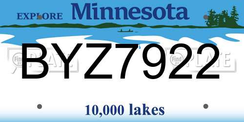 BYZ7922 Minnesota License Plate