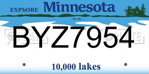 BYZ7954 Minnesota License Plate
