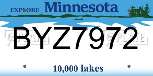 BYZ7972 Minnesota License Plate